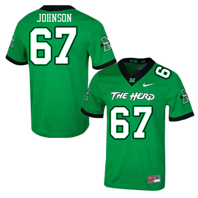 Men #67 Caden Johnson Marshall Thundering Herd College Football Jerseys Stitched-Green - Click Image to Close